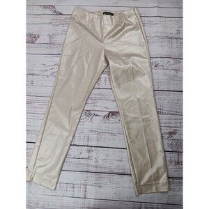 Luxe By Eric Signature Pants Women's 6 Silver Shiny Cotton Blend Zip